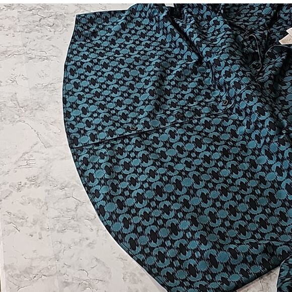 Chico's Womens Sz 16 No Iron Green Geometric 100% Cotton Fairy Button Up Top - Picture 7 of 13